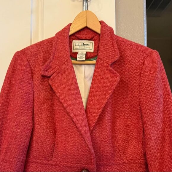 Women LL Bean Herringbone Tweed Wool‎ Rust Blazer-Misses 12 Reg (Runs Small) - Picture 7 of 10